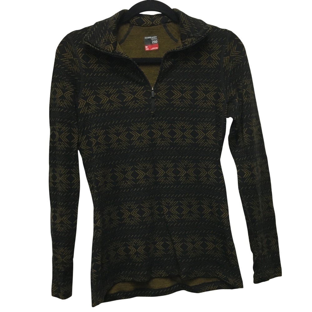 Icebreaker 100% Merino 250 Vertex Top Womens Medium Black Gorpcore Alpine Nordic